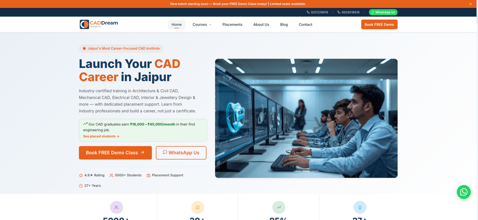 CADDream Academy website built by One Step Marketing
